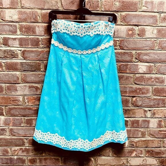 Lilly Pulitzer Betsey Jacquard Strapless Dress Size 0 - Picture 3 of 10
